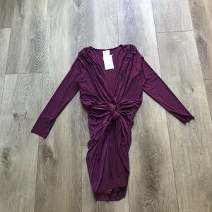 MISA Los Angeles PURPLE OPHELIE DRAPED FRONT DRESS